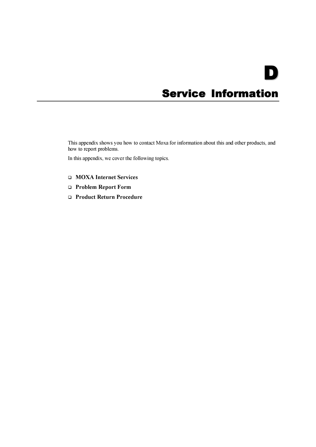 Moxa Technologies UC-7110 user manual Service Information 