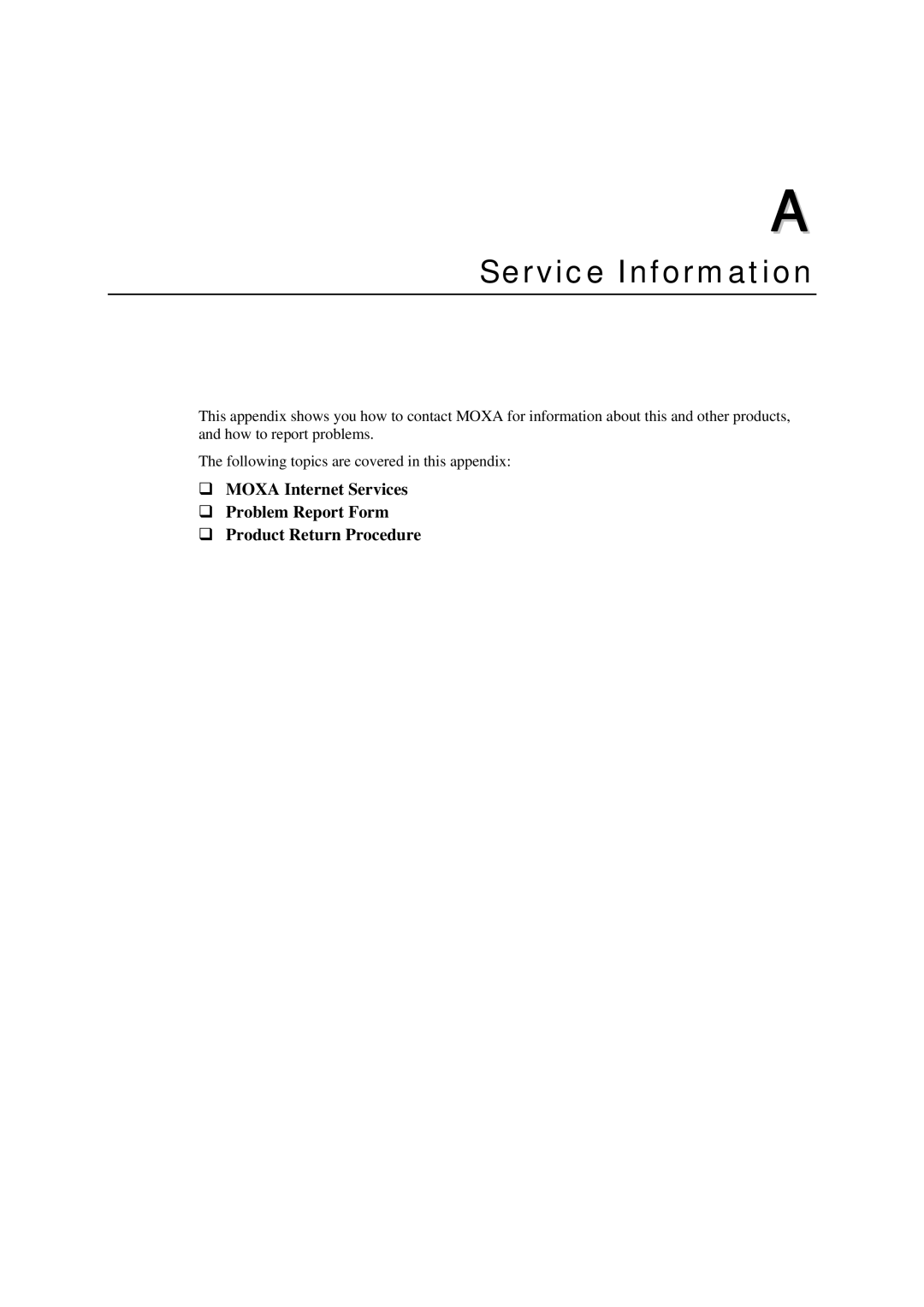 Moxa Technologies UC-7400 user manual Service Information 