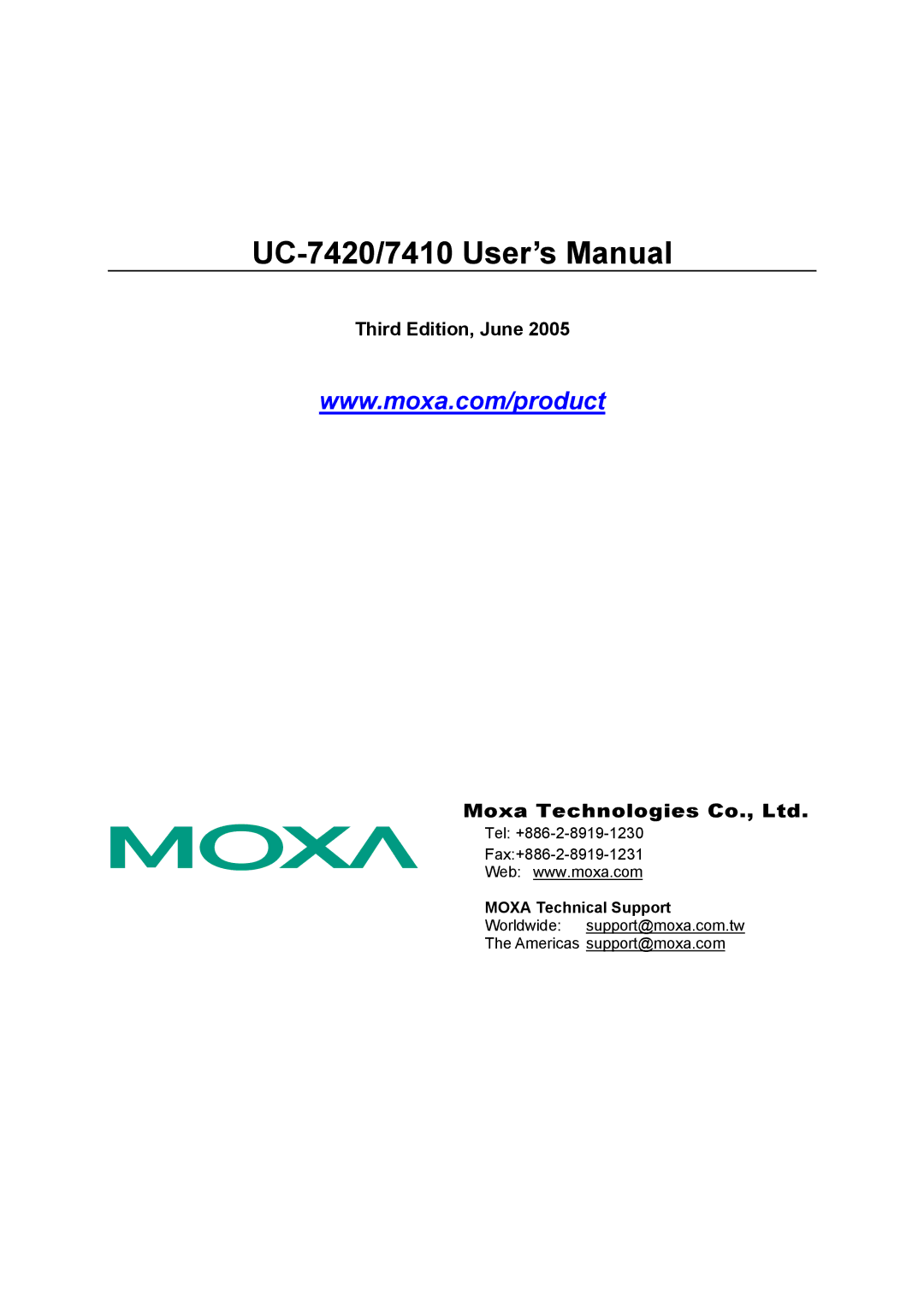 Moxa Technologies user manual UC-7420/7410 User’s Manual, Third Edition, June 