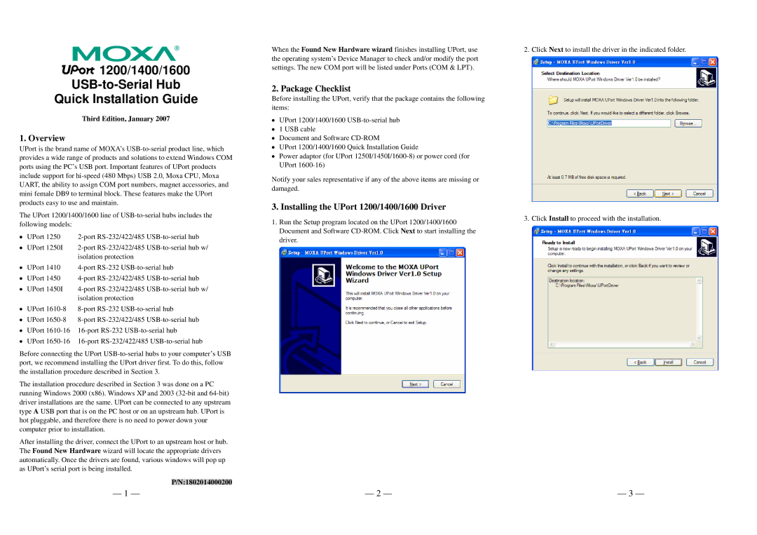 Moxa Technologies Uport 1200/1400/1600 manual 1200/1400/1600 USB-to-Serial Hub Quick Installation Guide, Overview 