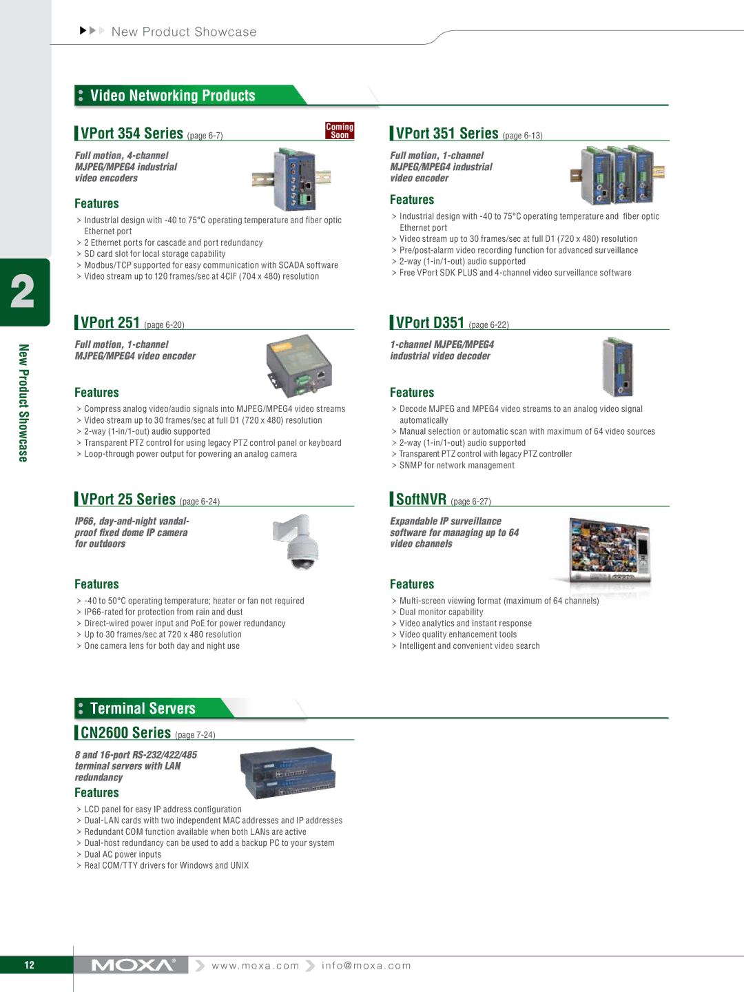 Moxa Technologies V91 manual Video Networking Products, Terminal Servers 