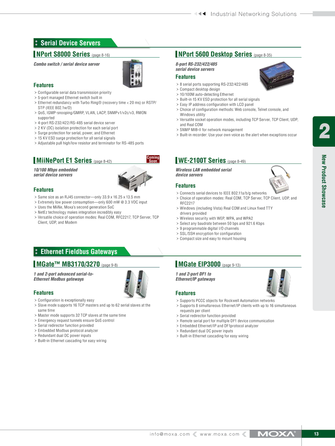 Moxa Technologies V91 manual Serial Device Servers, Ethernet Fieldbus Gateways 