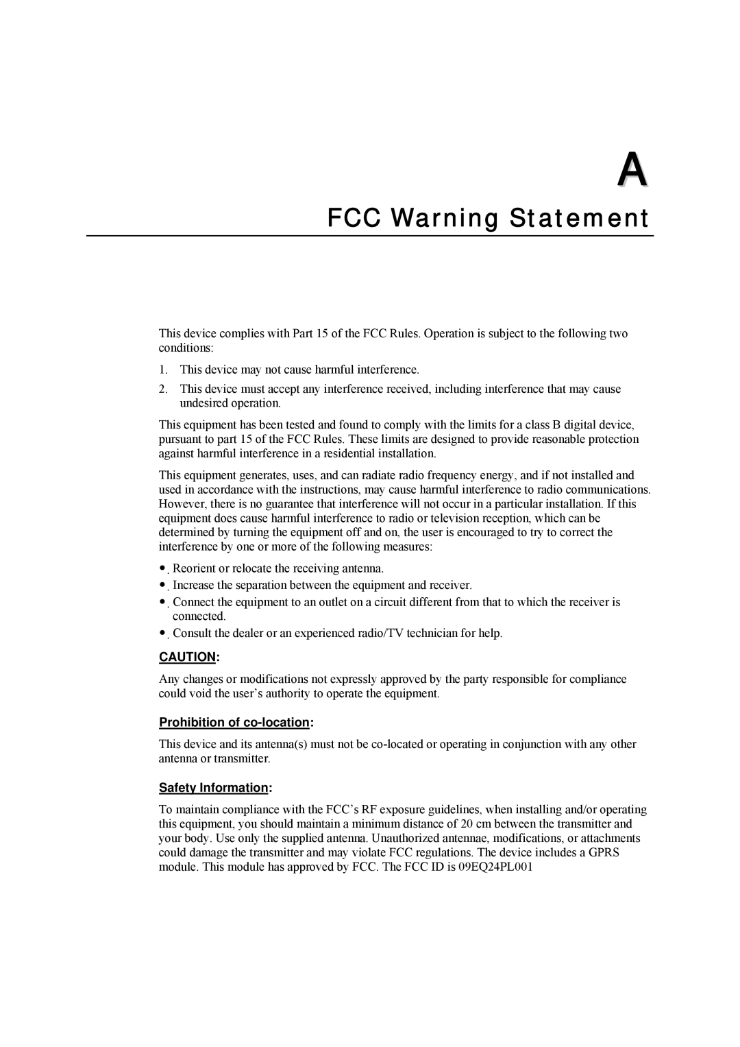 Moxa Technologies W315 user manual FCC Warning Statement, Prohibition of co-location, Safety Information 