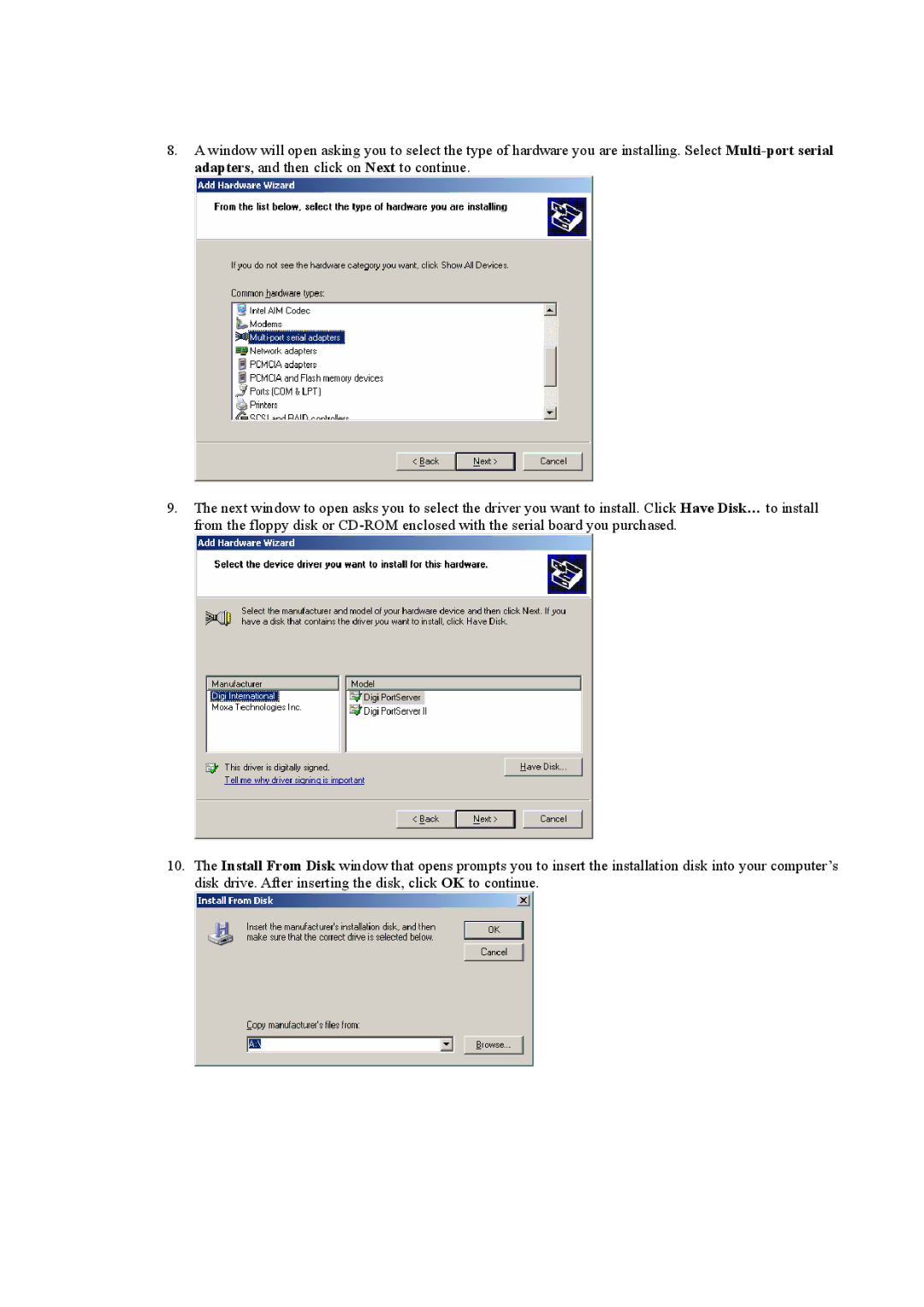 Moxa Technologies Windows 2003 Driver manual 