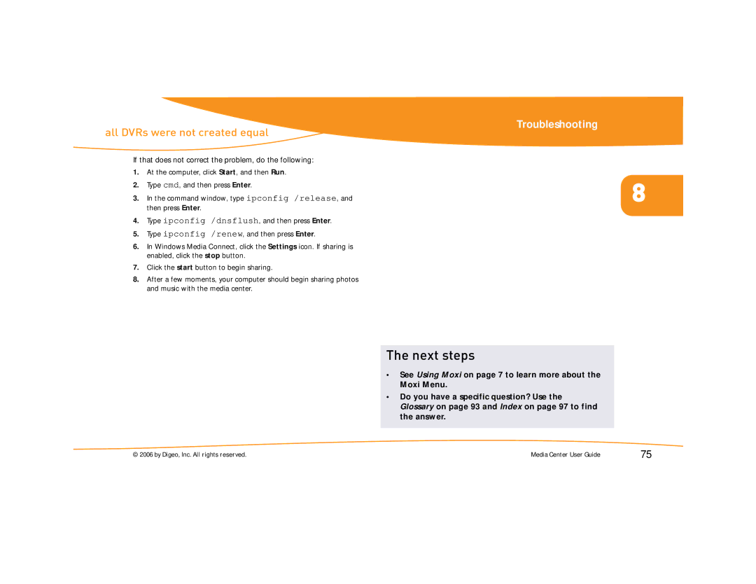 Moxi Version 4.1 manual Next steps, If that does not correct the problem, do the following 