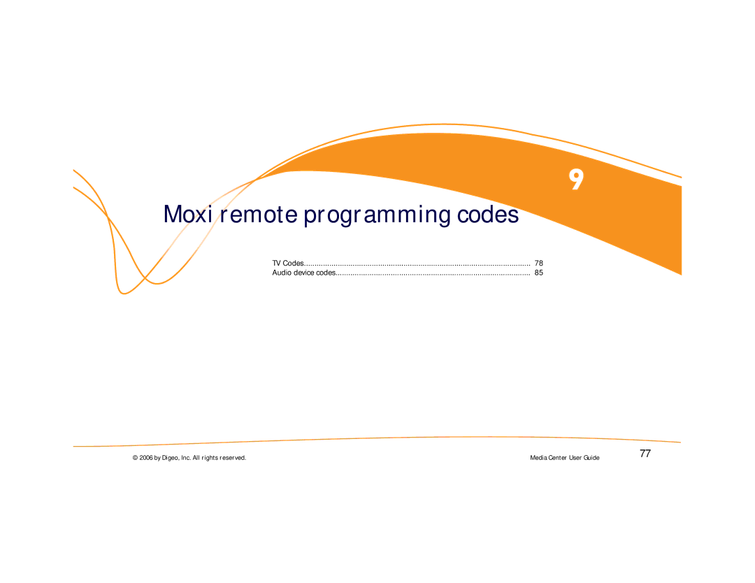 Moxi Version 4.1 manual Moxi remote programming codes 