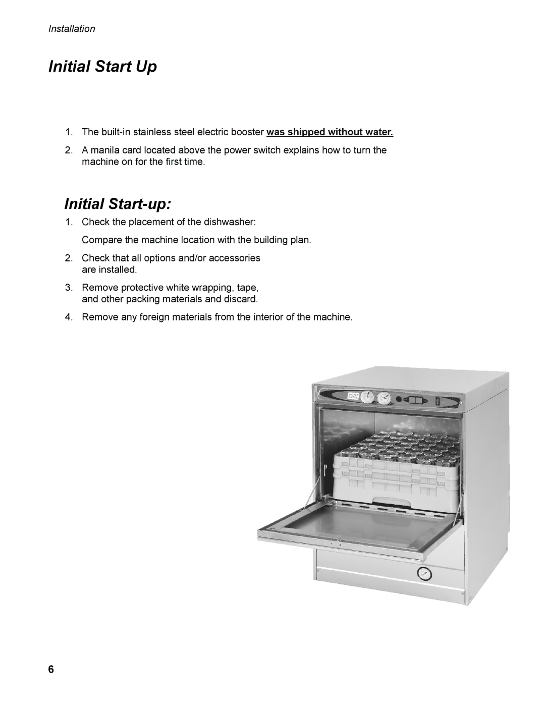 Moyer Diebel 301HT M2 installation manual Initial Start Up, Initial Start-up 