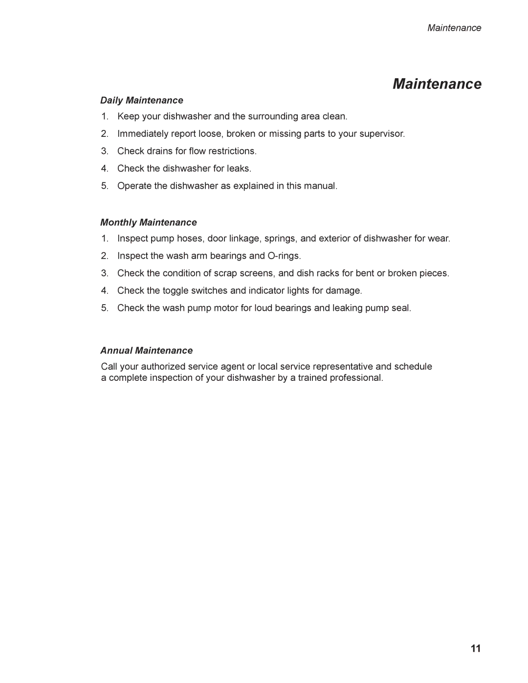 Moyer Diebel 301HT M2 installation manual Maintenance 