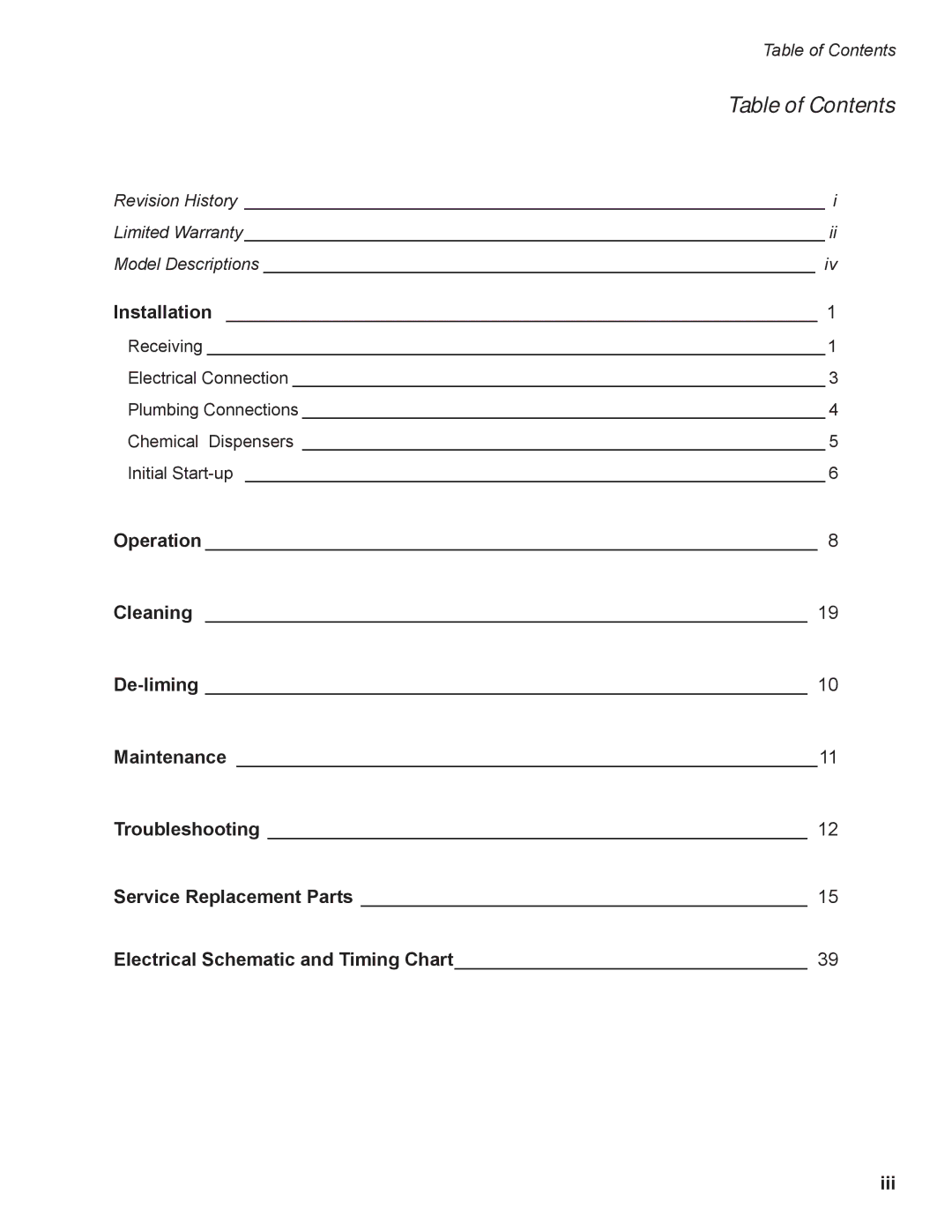 Moyer Diebel 301HT M2 installation manual Table of Contents 