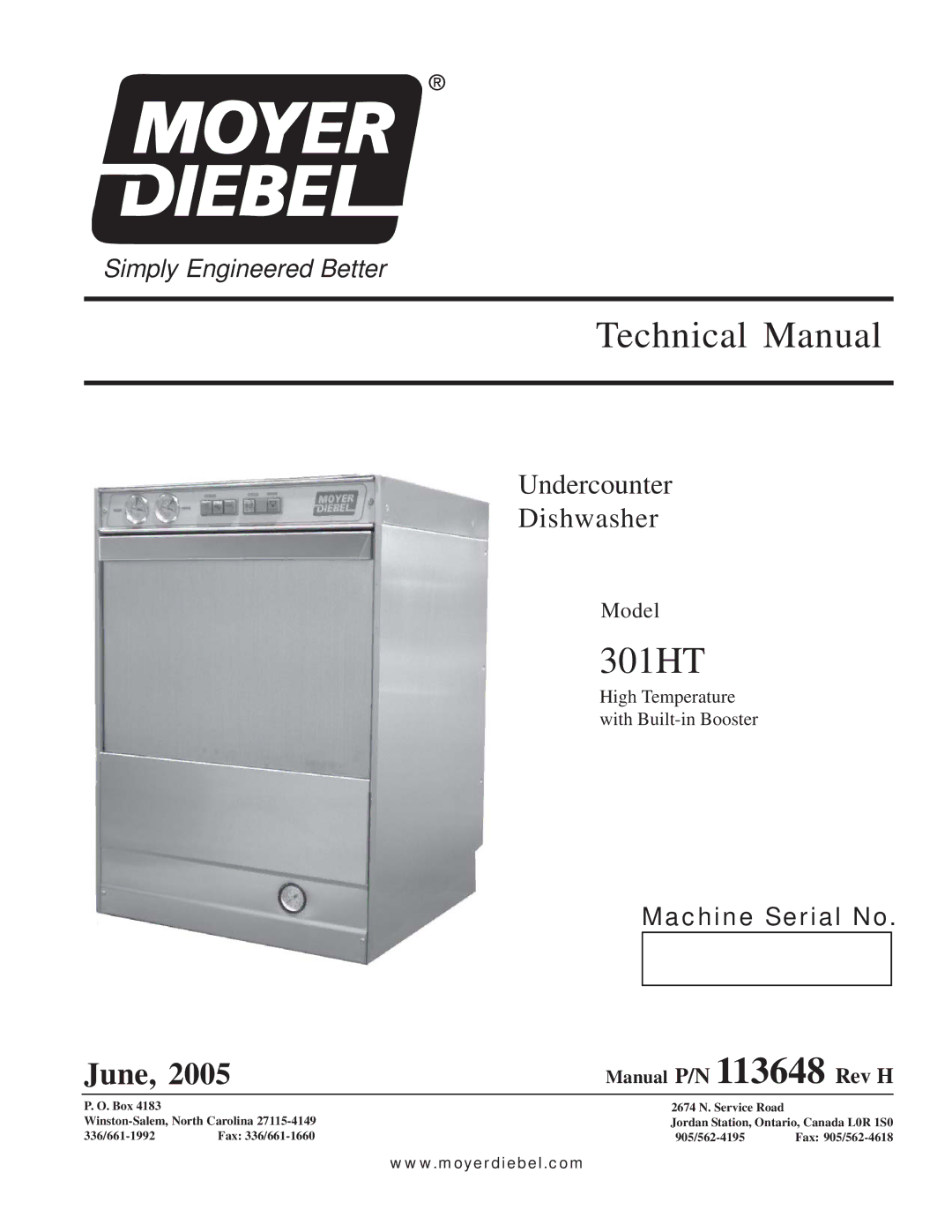 Moyer Diebel 301HT technical manual Technical Manual 