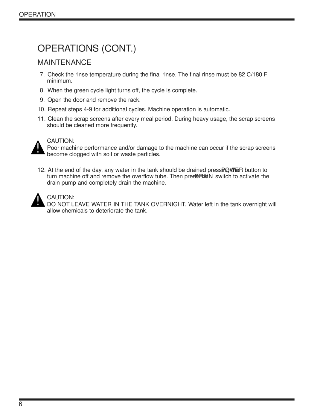 Moyer Diebel 301HT technical manual Operations, Maintenance 