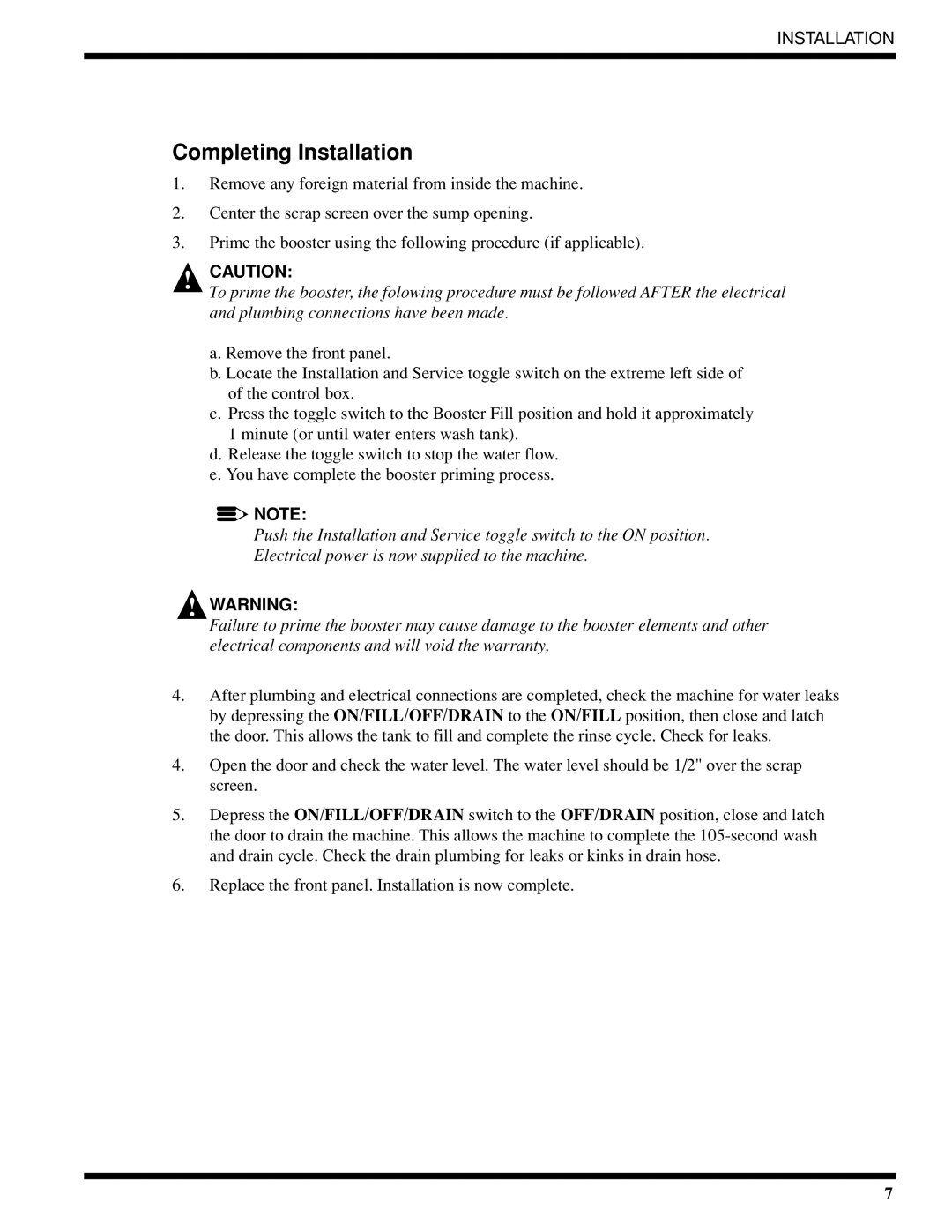 Moyer Diebel 401-LTM2 PLUS, 401-HTNM2 PLUS, 401-HTM2 PLUS technical manual Completing Installation 