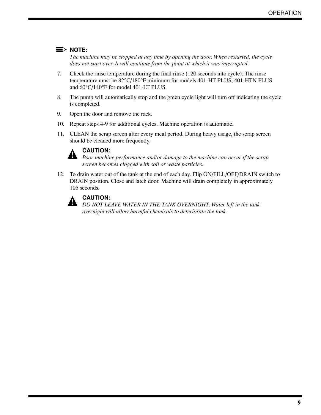 Moyer Diebel 401-HTNM2 PLUS, 401-LTM2 PLUS, 401-HTM2 PLUS technical manual Operation 