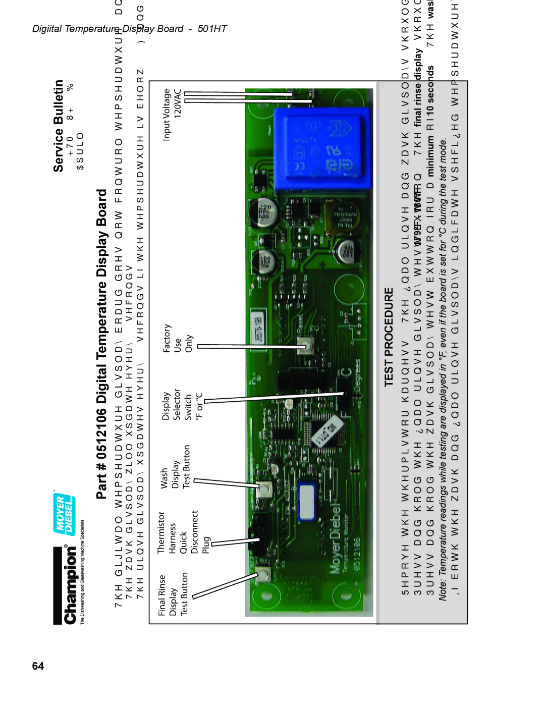 Moyer Diebel 401HTN, 501HTN, 201LT, 501LT, 201HT Digital Temperature Display Board, Digiital Temperature Display Board 501HT 