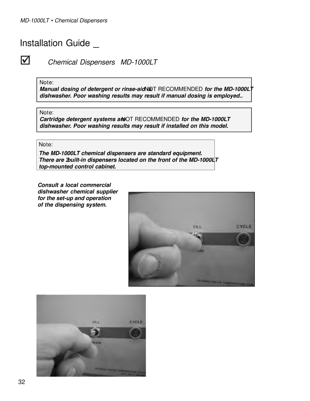 Moyer Diebel MD1000HT manual Chemical Dispensers MD-1000LT, MD-1000LT Chemical Dispensers 