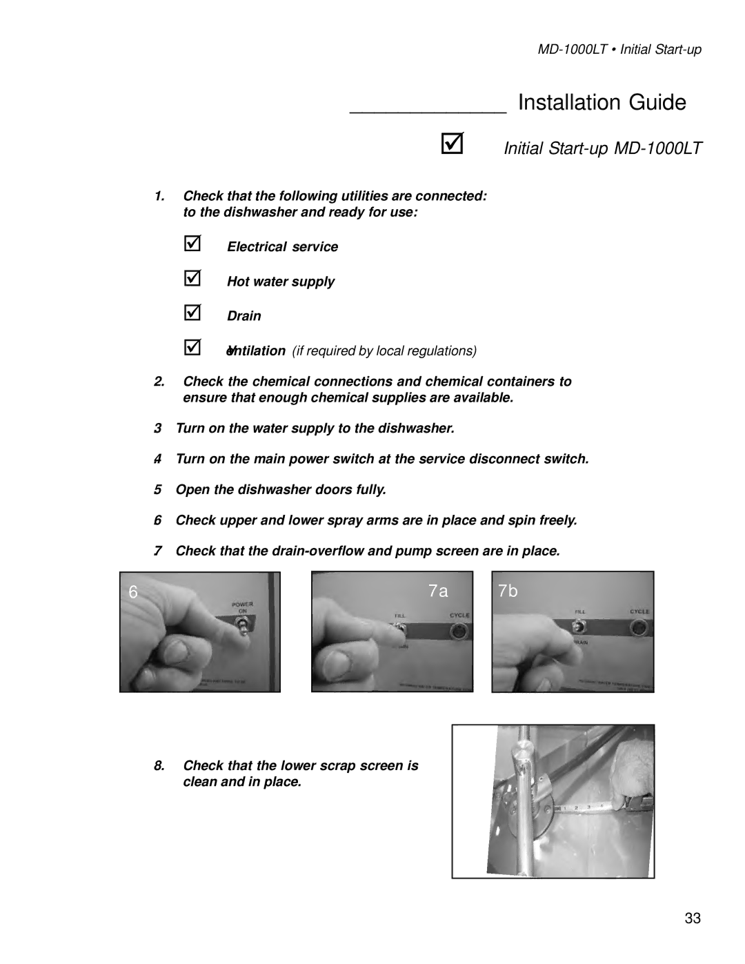 Moyer Diebel MD1000HT manual Initial Start-up MD-1000LT, MD-1000LT Initial Start-up 