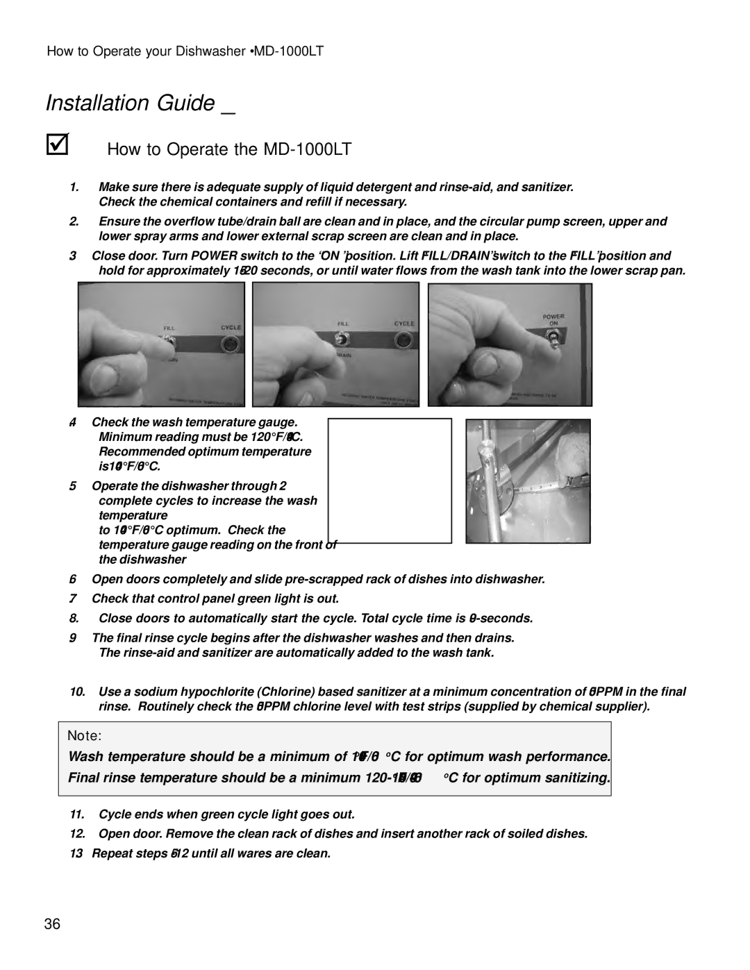 Moyer Diebel MD1000HT manual How to Operate the MD-1000LT, How to Operate your Dishwasher MD-1000LT 