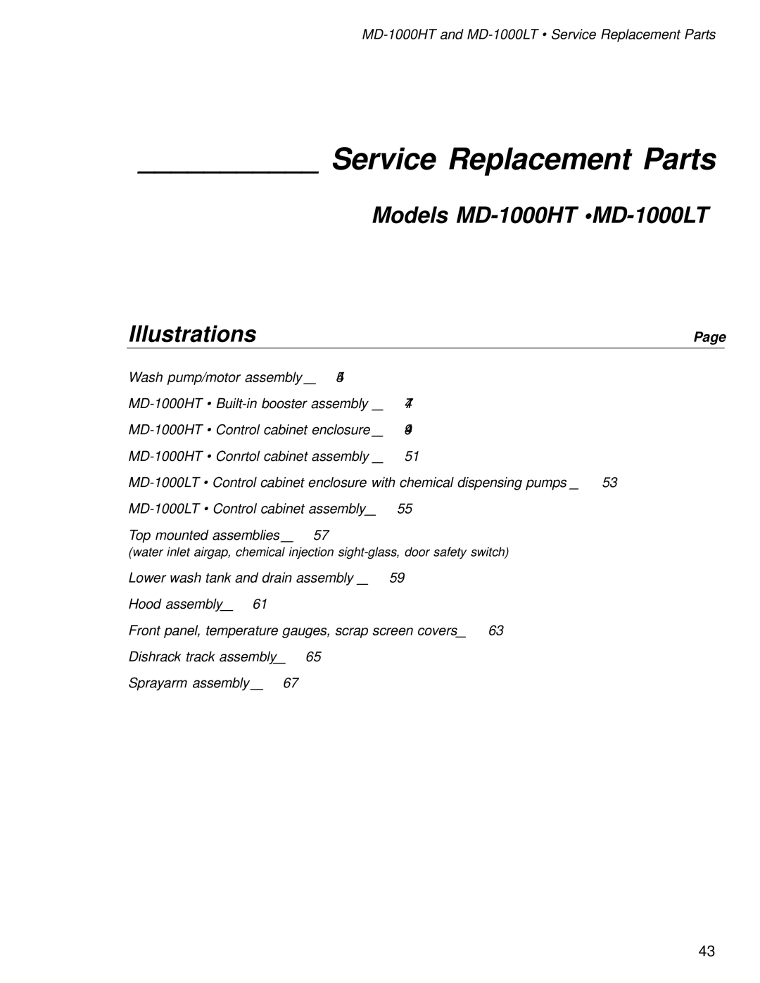 Moyer Diebel MD1000HT manual MD-1000HT and MD-1000LT Service Replacement Parts 