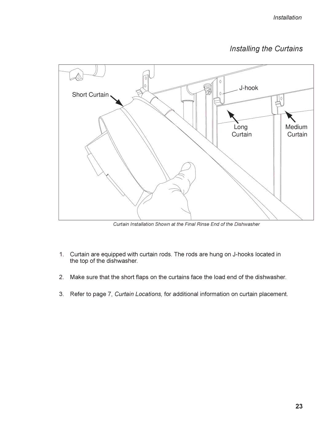 Moyer Diebel MD-44, MD-66 operation manual Installing the Curtains 