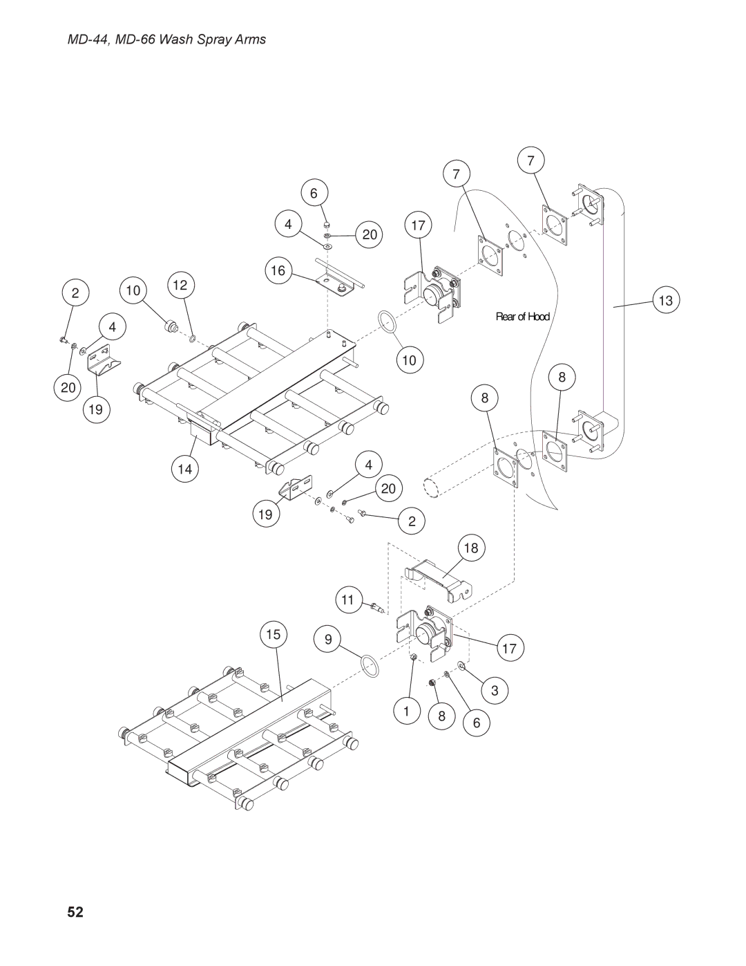 Moyer Diebel operation manual MD-44, MD-66 Wash Spray Arms 