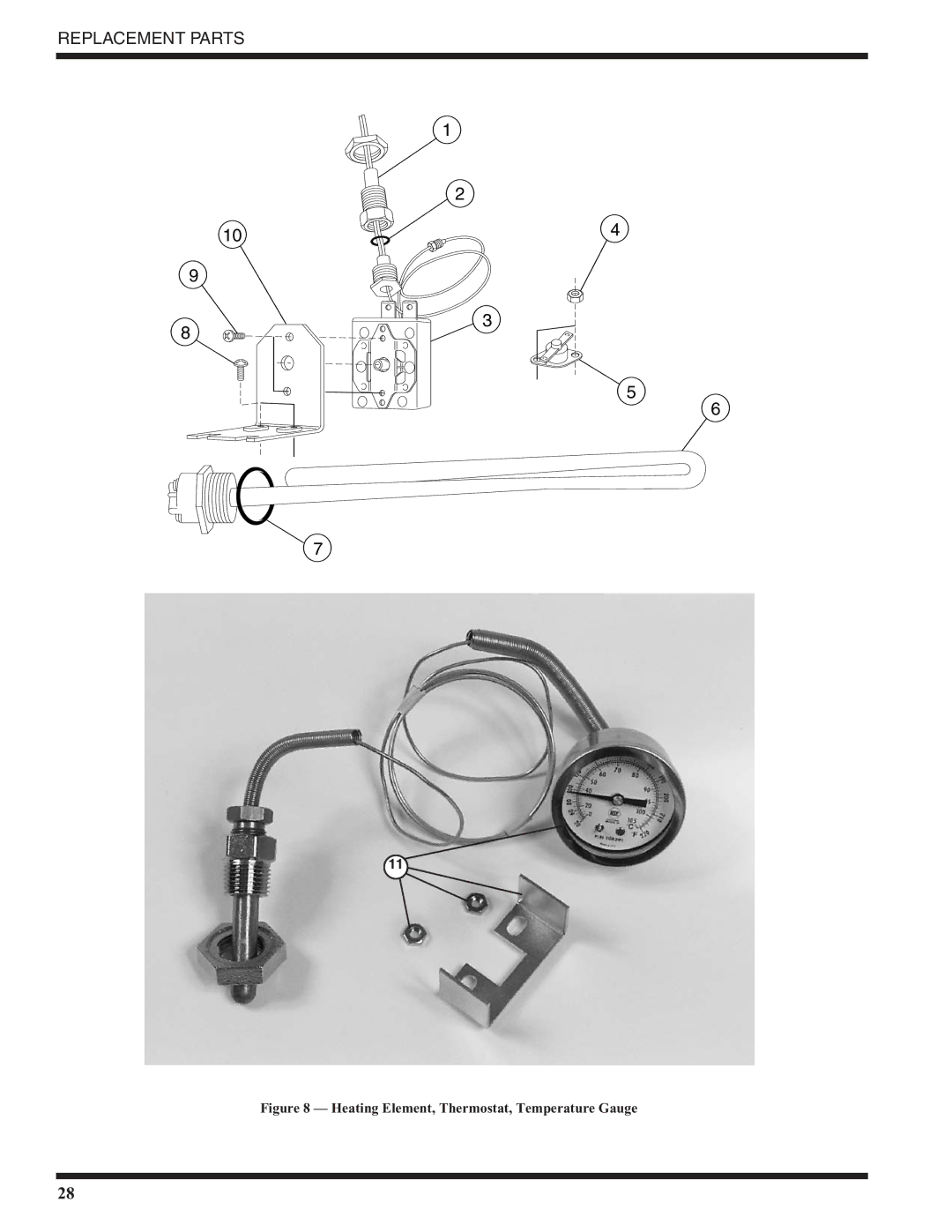 Moyer Diebel MD18-1, MD18-2 technical manual Heating Element, Thermostat, Temperature Gauge 