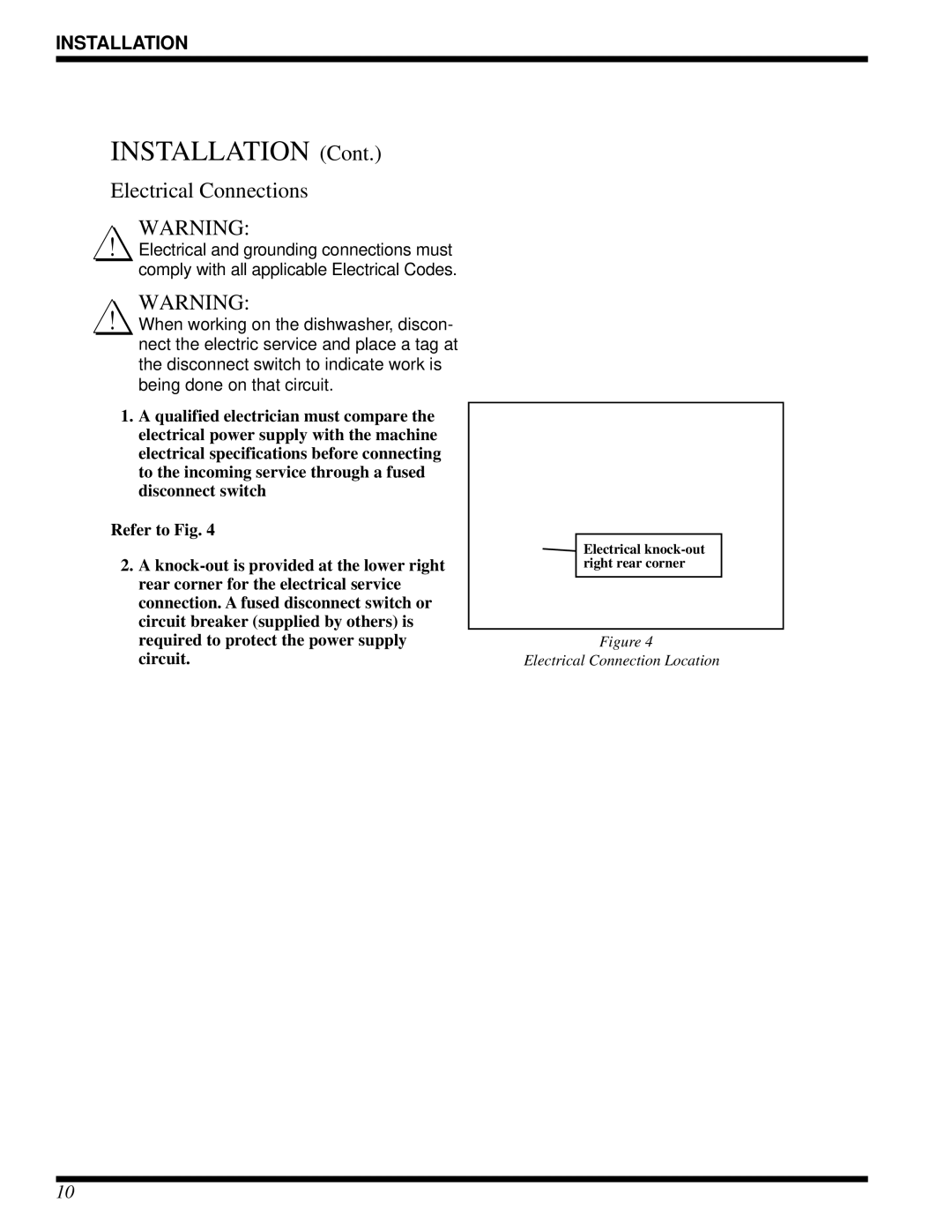 Moyer Diebel MH-6NM2, MH-60M2, MH-6LM2 technical manual Installation, Electrical Connections 