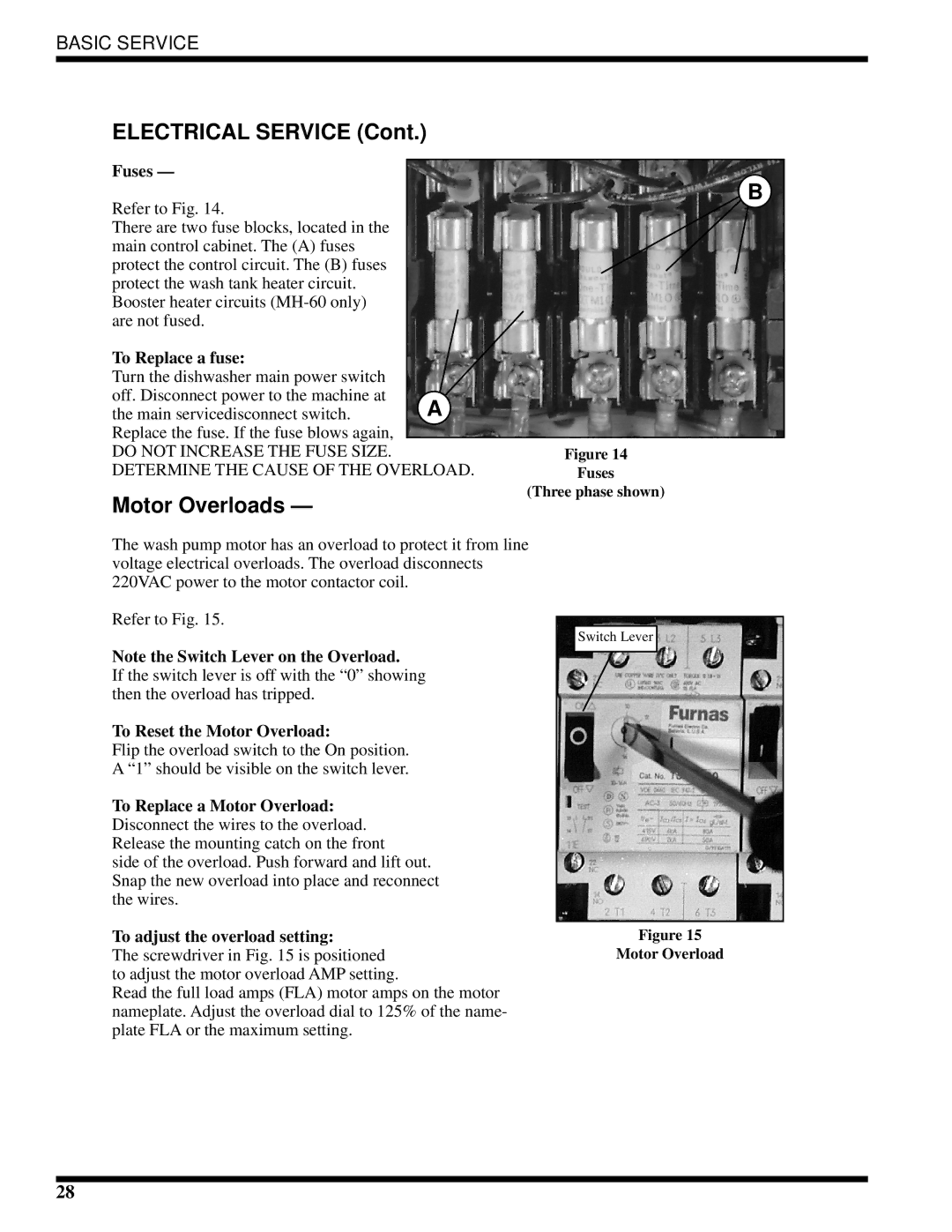 Moyer Diebel MH-6NM2, MH-60M2, MH-6LM2 technical manual Electrical Service, Motor Overloads 