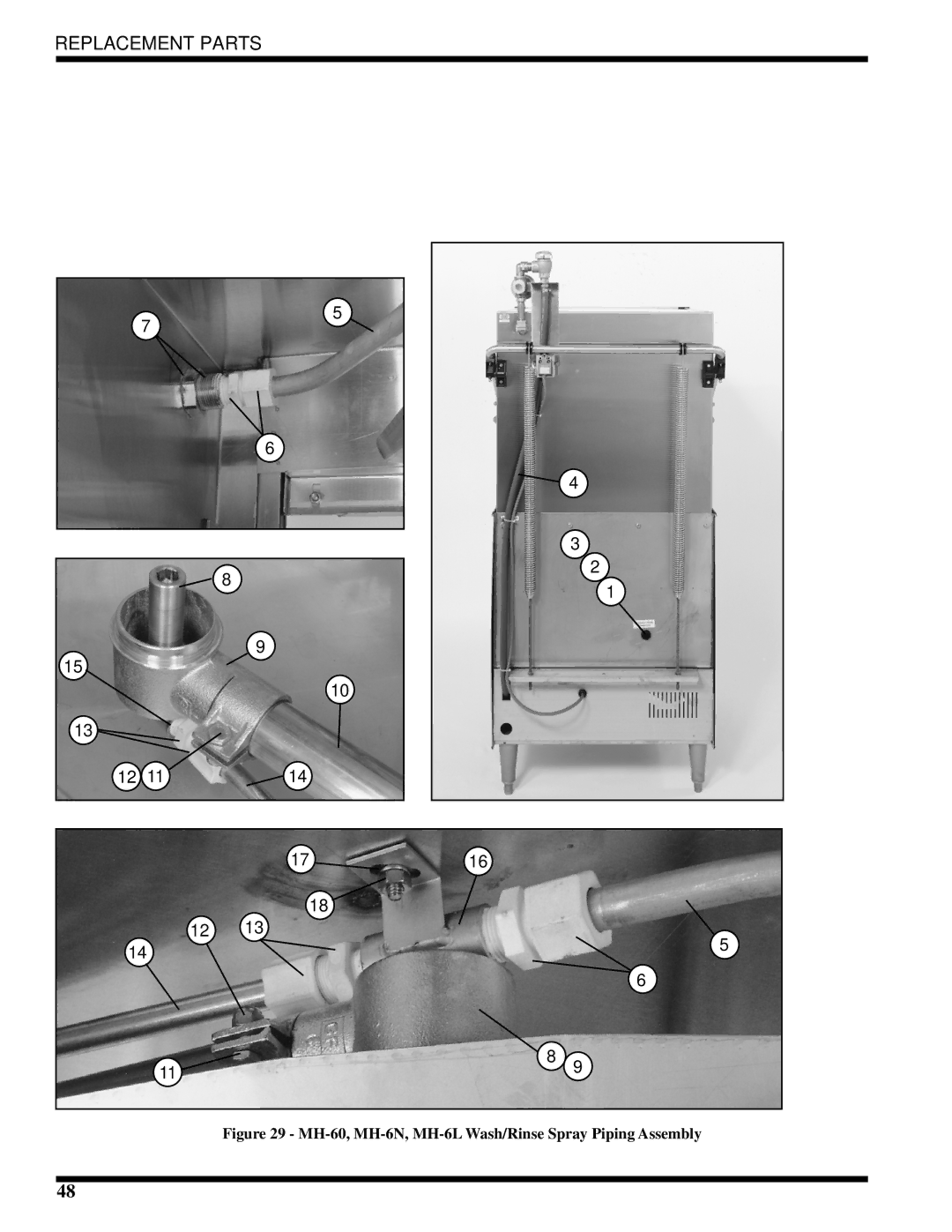 Moyer Diebel MH-6LM2, MH-6NM2, MH-60M2 technical manual MH-60, MH-6N, MH-6L Wash/Rinse Spray Piping Assembly 