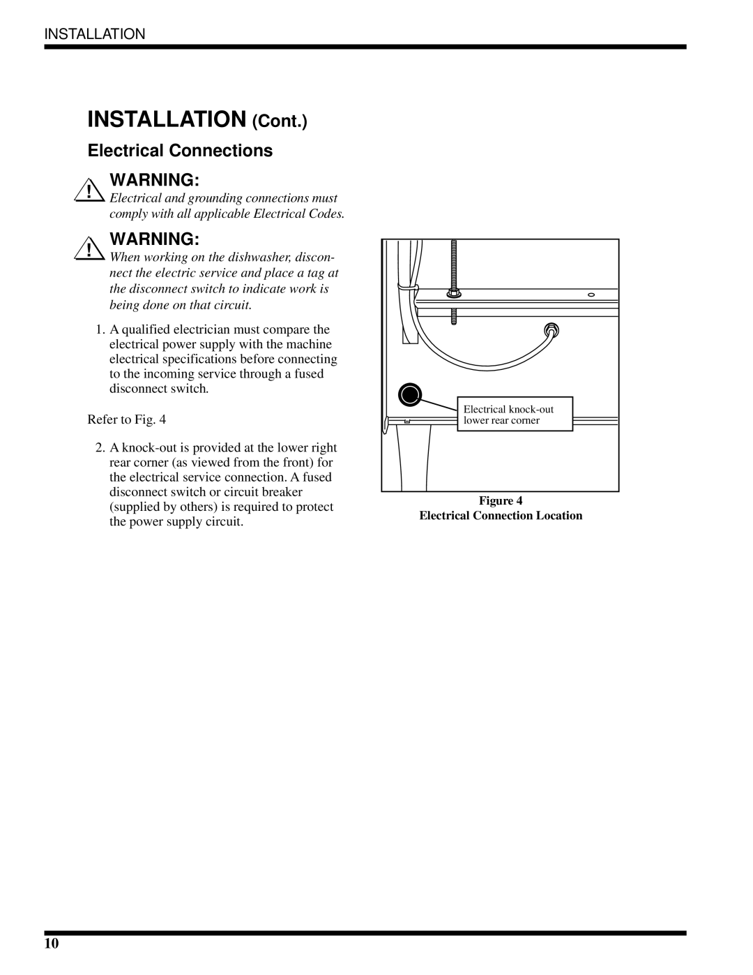 Moyer Diebel MH-6NM3, MH-6LM3, MH-60M3 technical manual Installation, Electrical Connections 