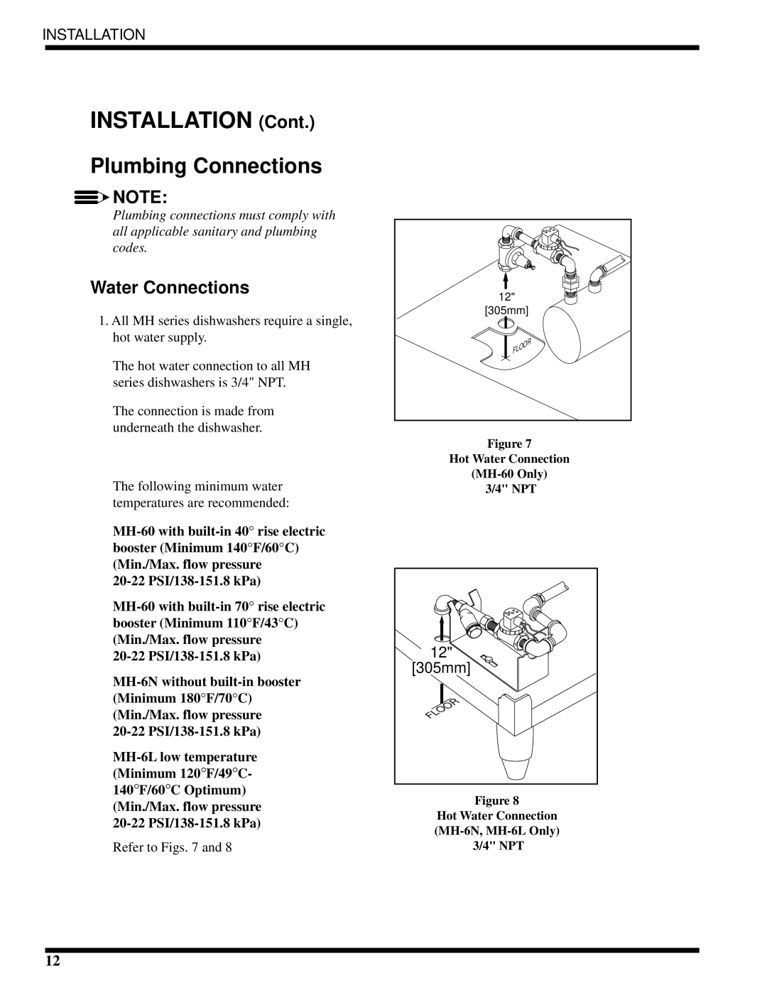 Moyer Diebel MH-60M3, MH-6NM3, MH-6LM3 technical manual Installation, 20-22 PSI/138-151.8 kPa 