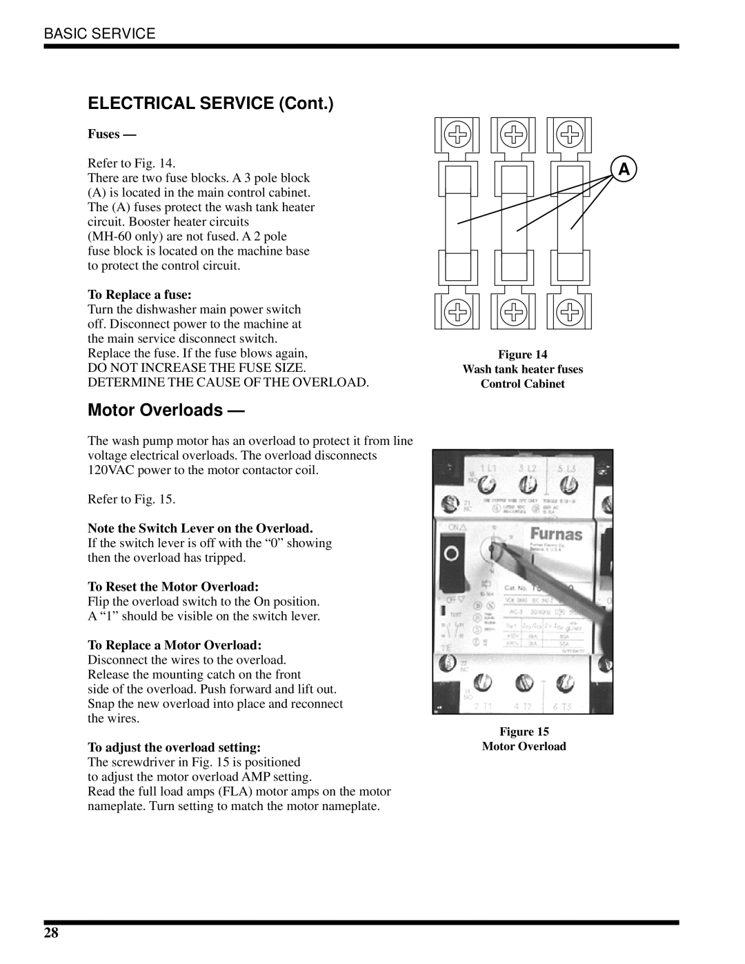 Moyer Diebel MH-6NM3, MH-6LM3, MH-60M3 technical manual Electrical Service, Motor Overloads 