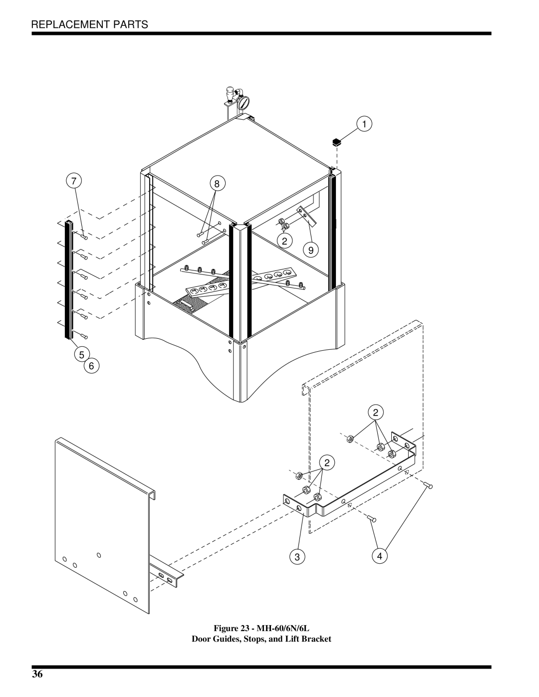 Moyer Diebel MH-60M3, MH-6NM3, MH-6LM3 technical manual MH-60/6N/6L Door Guides, Stops, and Lift Bracket 