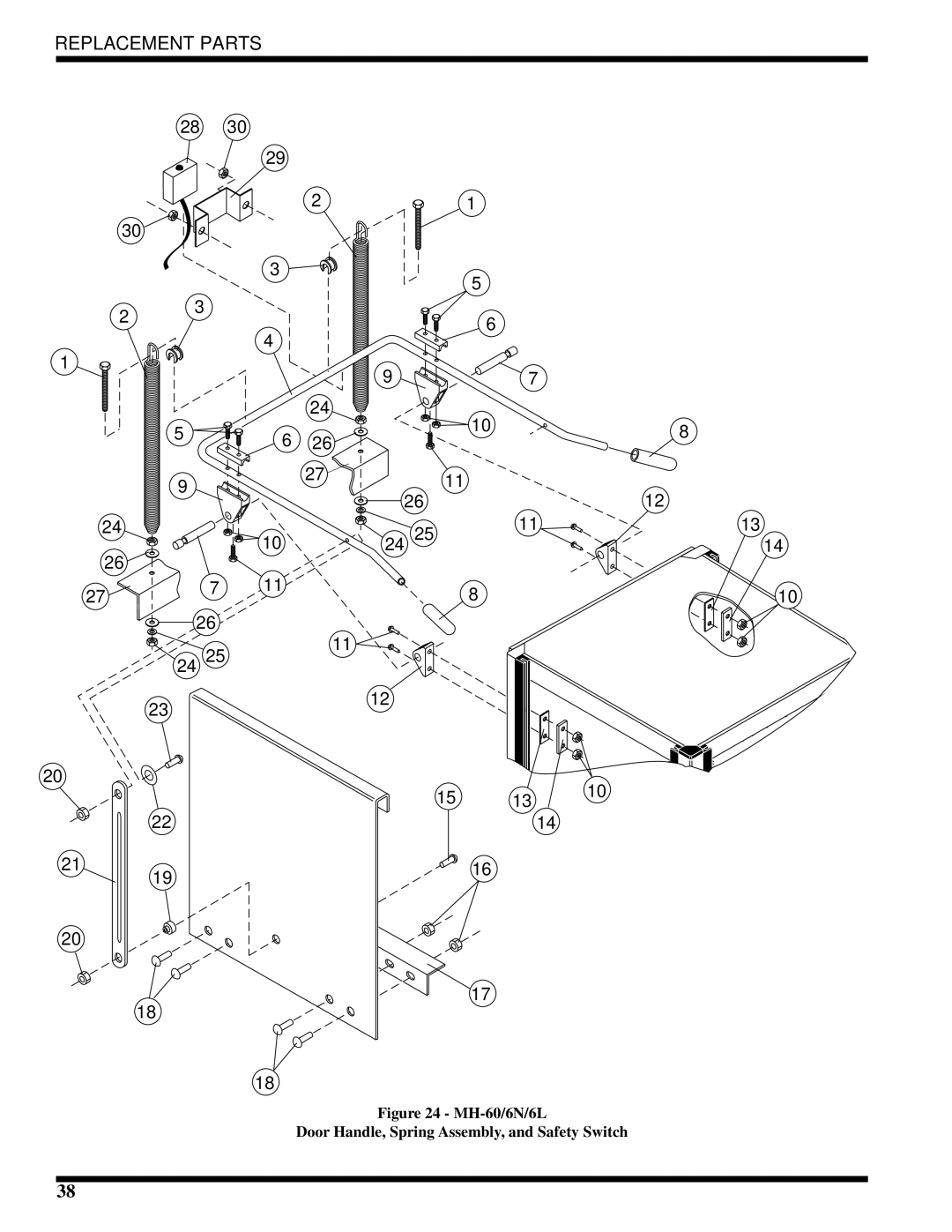 Moyer Diebel MH-6LM3, MH-6NM3, MH-60M3 technical manual MH-60/6N/6L Door Handle, Spring Assembly, and Safety Switch 