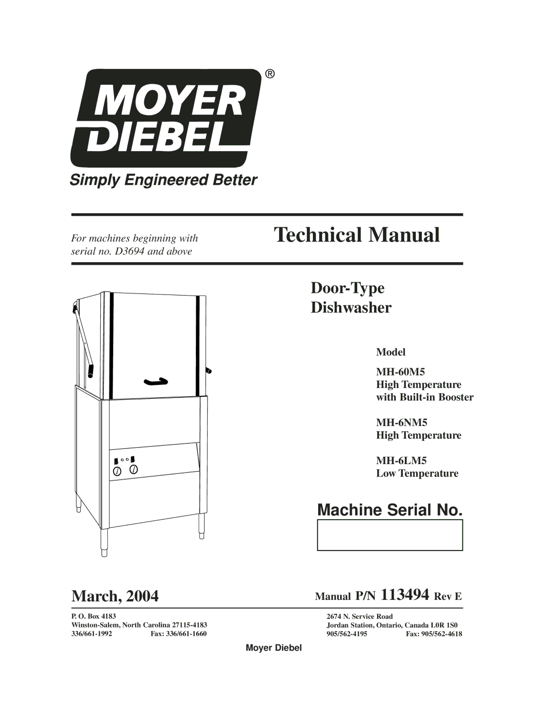 Moyer Diebel MH-6LM5, MH-6NM5, MH-60M5 technical manual Technical Manual 