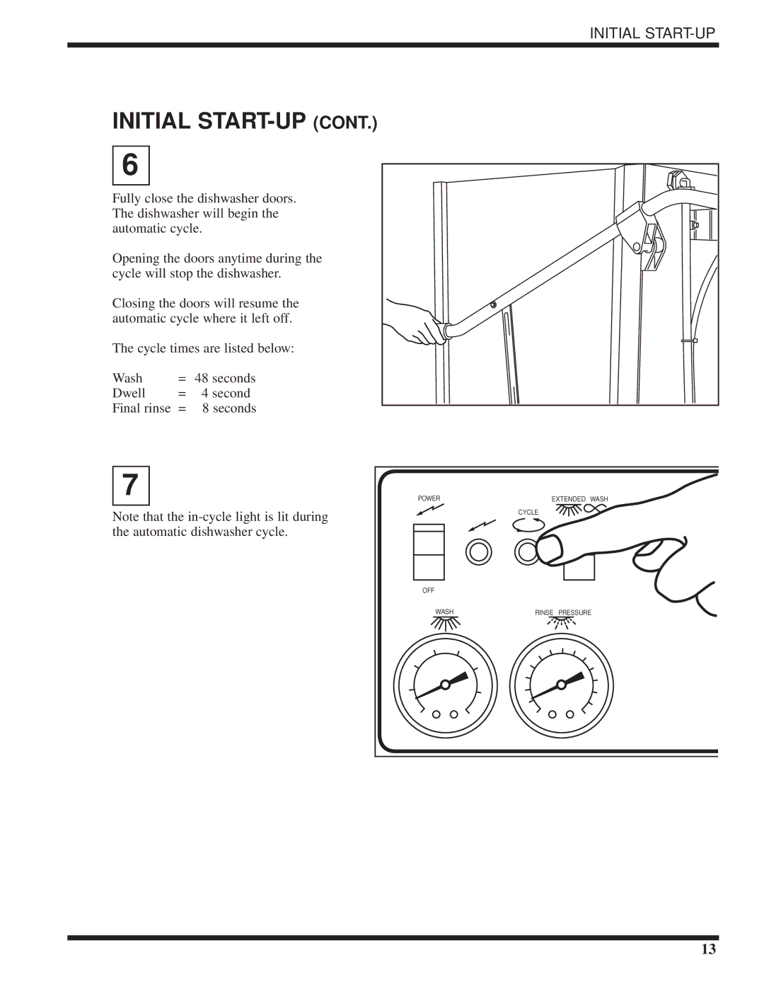 Moyer Diebel MH-6NM5, MH-6LM5, MH-60M5 technical manual Automatic dishwasher cycle 