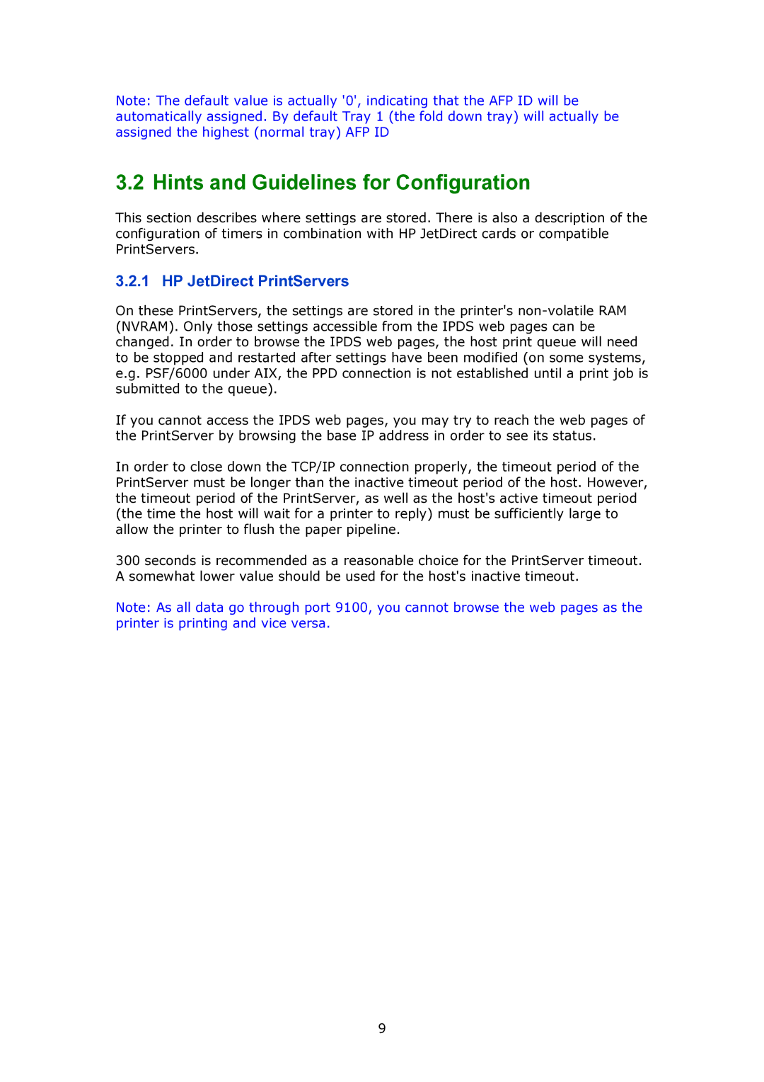 MPI Technologies 2100 manual Hints and Guidelines for Configuration, HP JetDirect PrintServers 