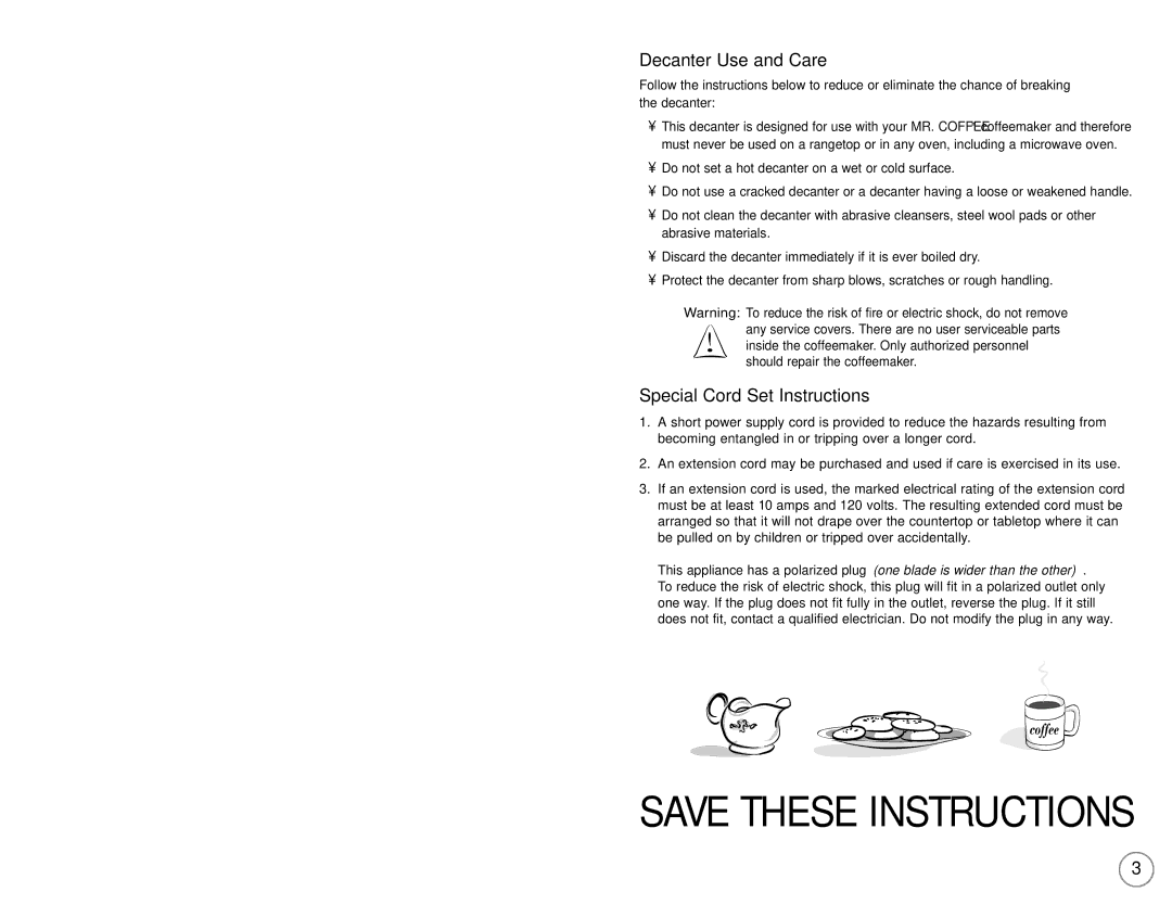 Mr. Coffee 110687 user manual Important Safeguards 