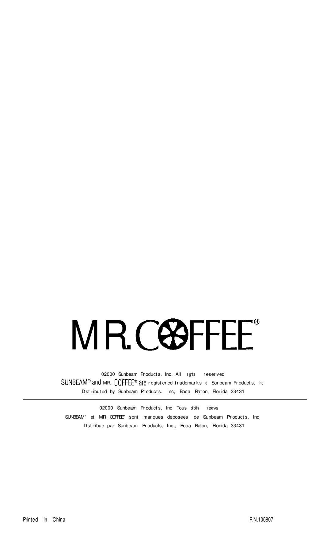 Mr. Coffee BM Series instruction manual MR.C63FFEE@ 