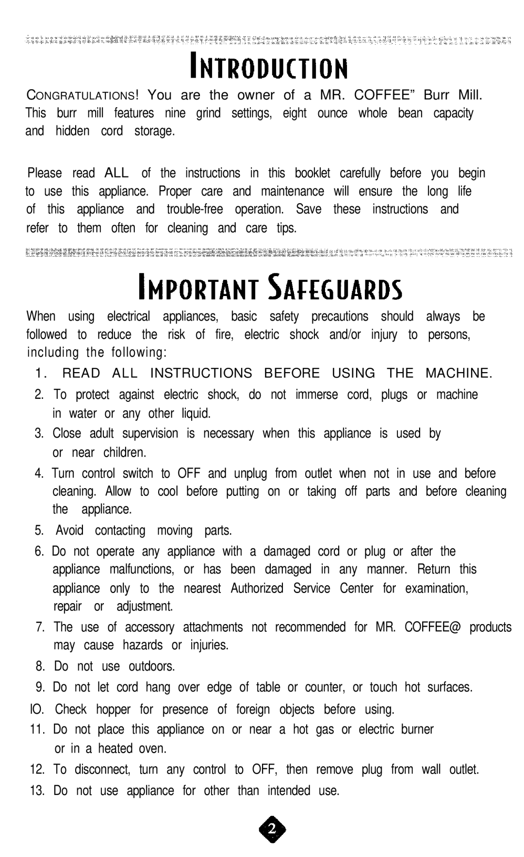 Mr. Coffee BM Series Please Read, Use, This, Operation. Save these instructions, Refer to, Tips, When, Safety, Should, Not 