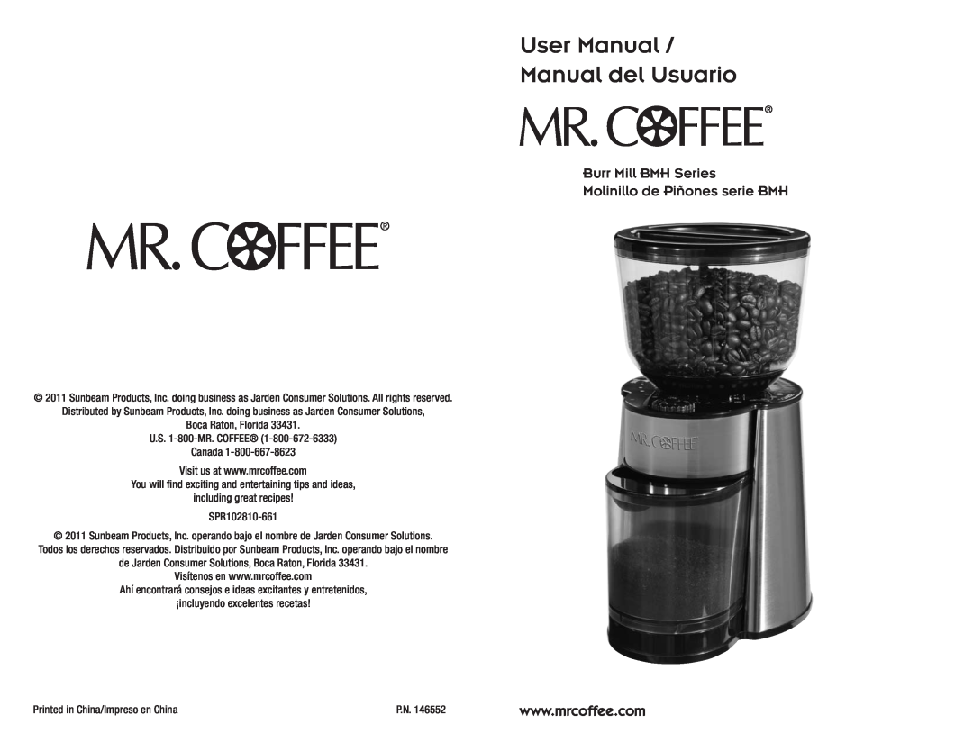 Mr. Coffee user manual Burr Mill BMH Series, Molinillo de Piñones serie BMH 