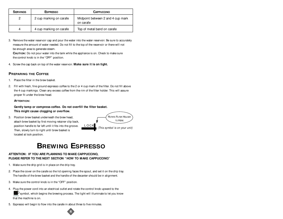 Mr. Coffee ECM20 instruction manual Preparing the Coffee 