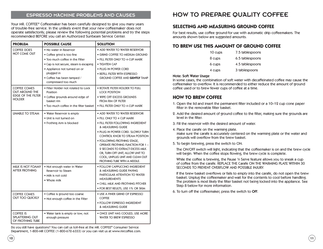 Mr. Coffee ECM22 user manual HOW to Prepare Quality Coffee, Selecting and Measuring Ground Coffee, HOW to Brew Coffee 