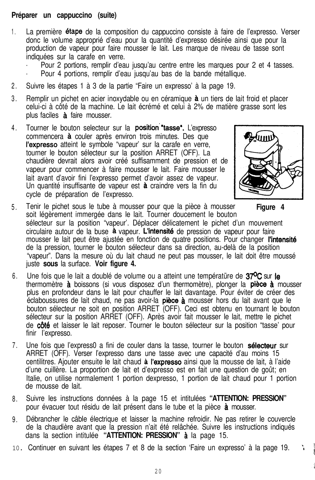 Mr. Coffee ECM9 manual Préparer un cappuccino suite 