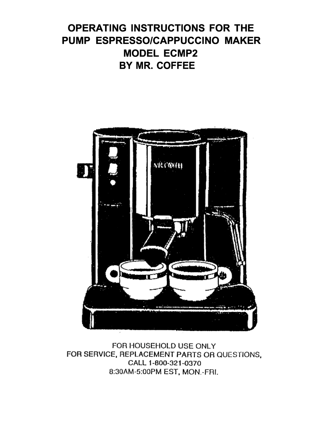 Mr. Coffee ECMP2 manual By Mr. Coffee 