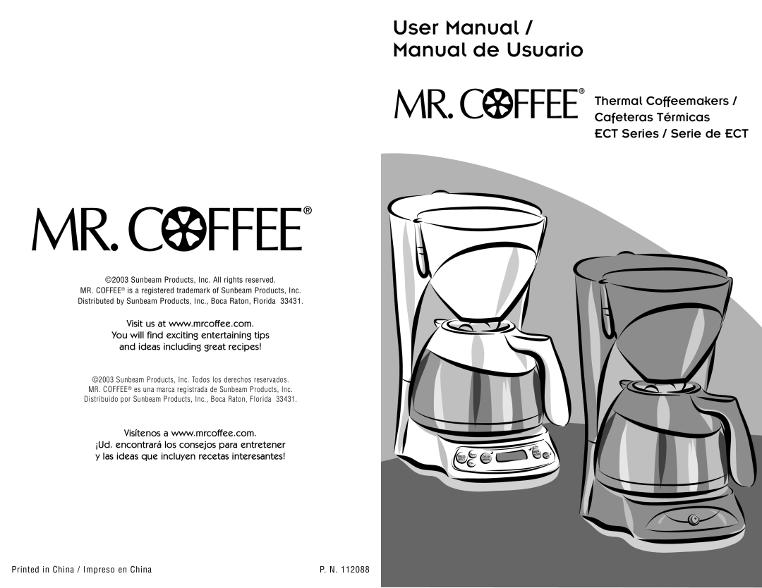 Mr. Coffee ECTX85, ECTX81, ECTX84 user manual Manual de Usuario 