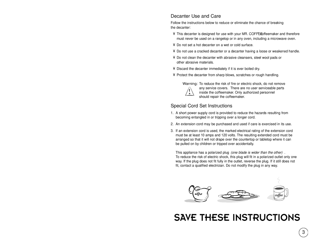 Mr. Coffee ESX33, ESX10, ESS11, ESX11, ES11, ESX30, ES10, ESS10 user manual Important Safeguards 