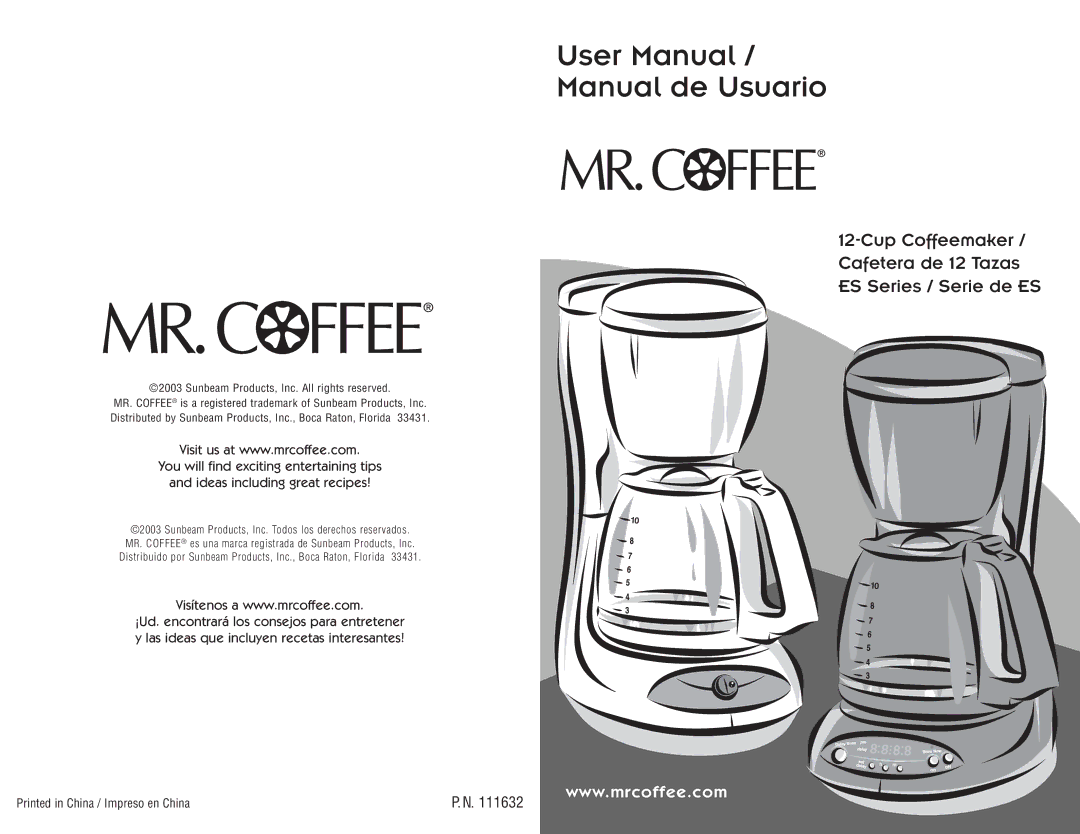 Mr. Coffee ESX20 manual Manual de Usuario 