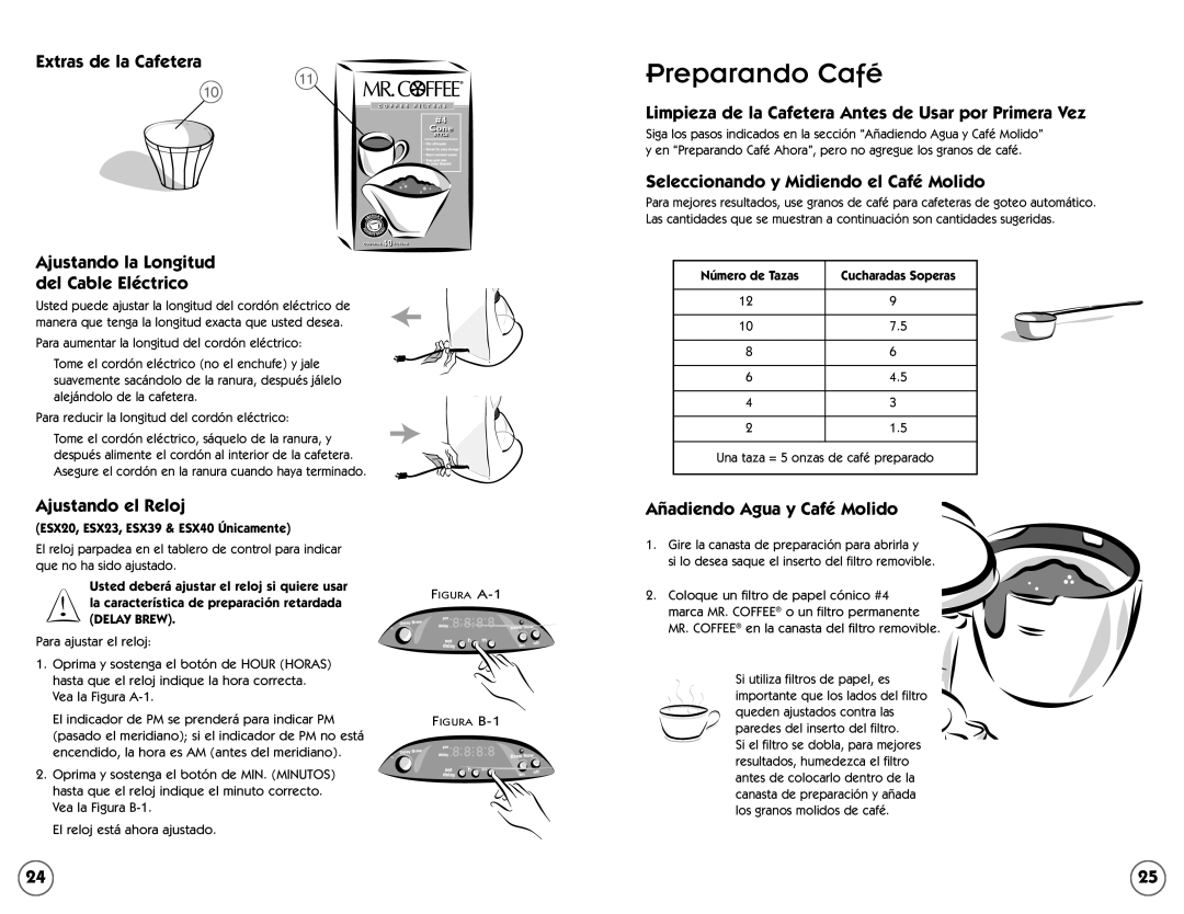 Mr. Coffee ESX20 manual Preparando Café 