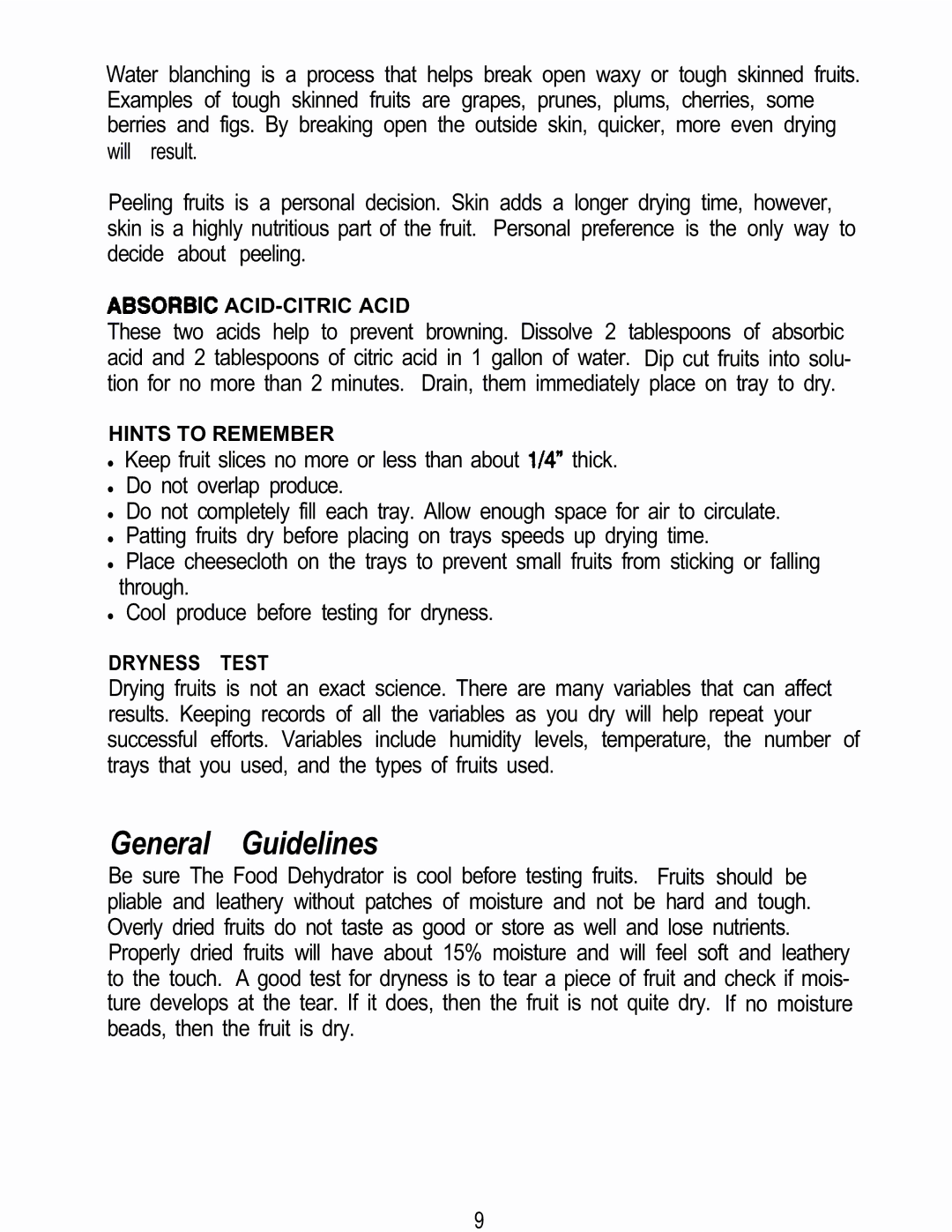 Mr. Coffee FD5 manual ACID-CITRIC Acid, Hints to Remember, Dryness Test 