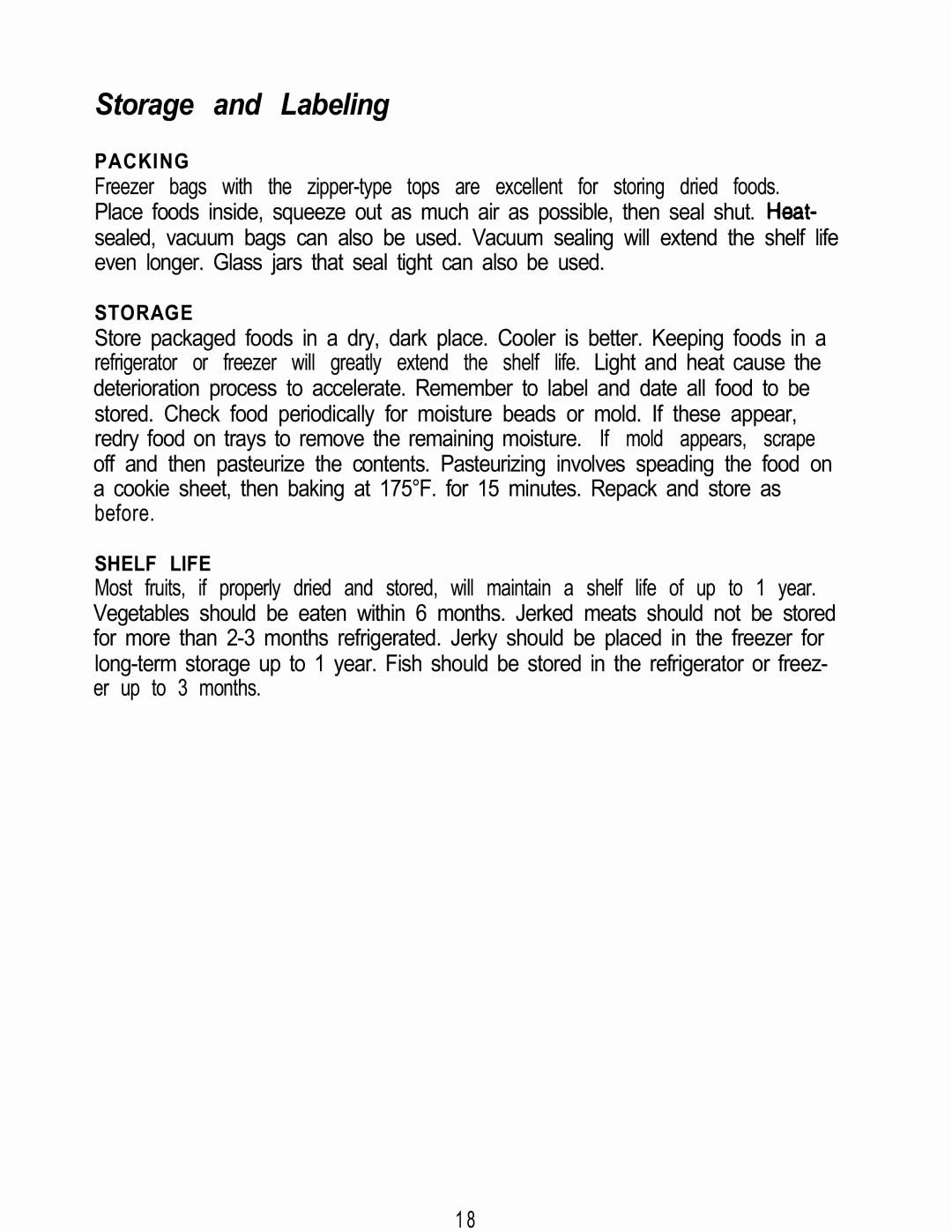 Mr. Coffee FD5 manual Storage and Labeling, Packing, Shelf Life 